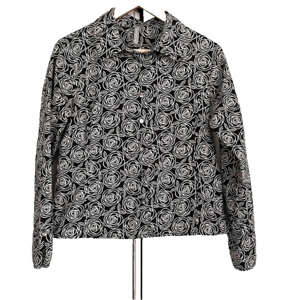Hanna Andersson Button Up Womens 8 Whimsigoth Dark Floral Classic Preppy Rose